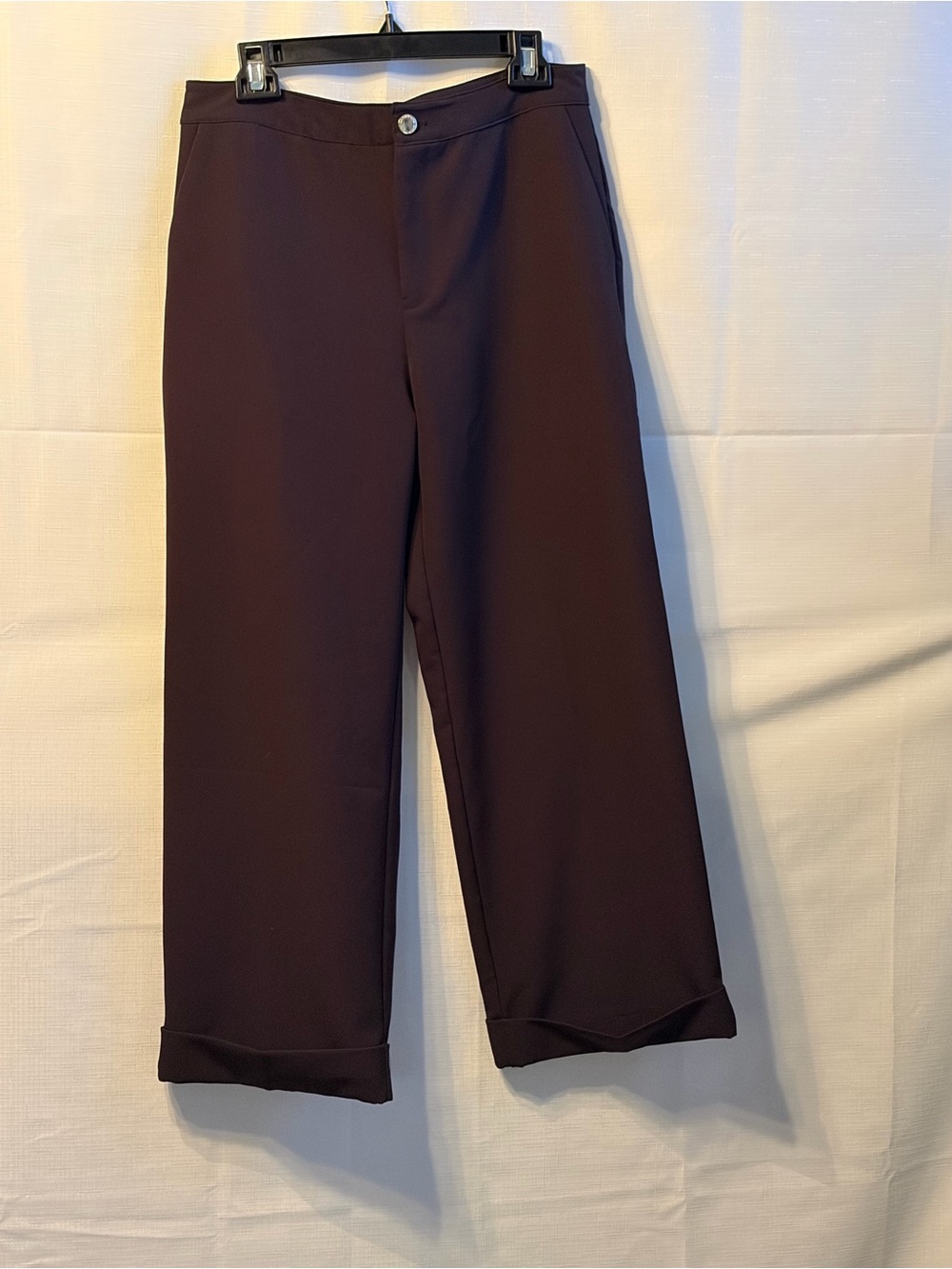 Marc New York women’s wide-leg Dress Pants in Dark Brown with cuff.